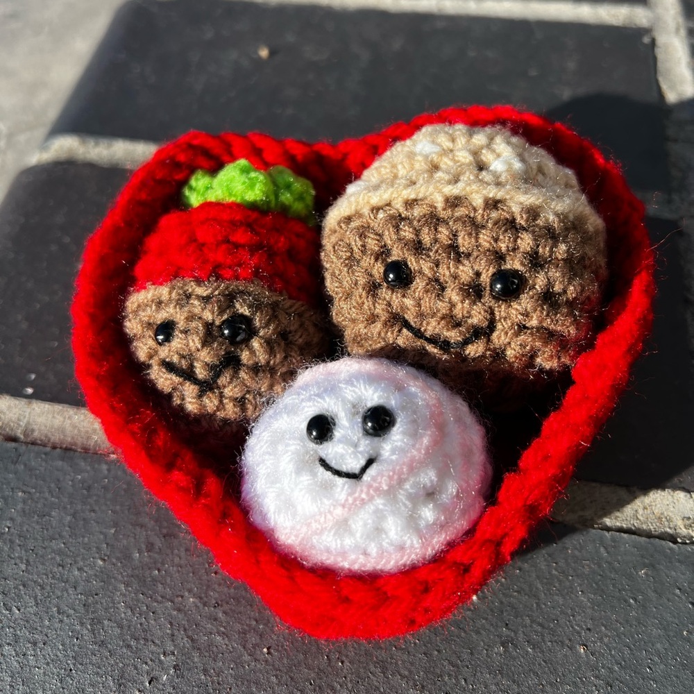Hand Crocheted Valentines Heart Box of Chocolates - Picture 4 of 17